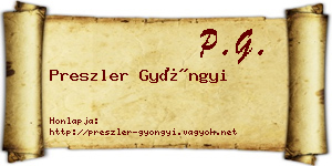 Preszler Gyöngyi névjegykártya